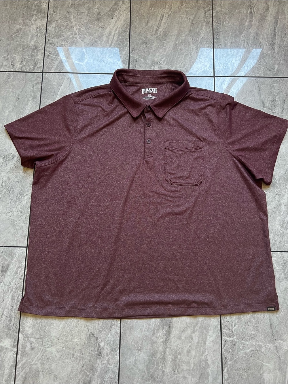 Duluth Trading Co Men's 3XL Polo Shirt Heathered Maroon Untucked Fit Stretch
